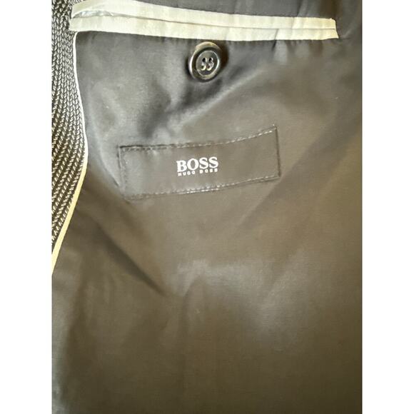 BOSS Men’s Sport Coat Blazer 40L Gray/Black Wool Blend Two Button Jacket - Picture 7 of 11